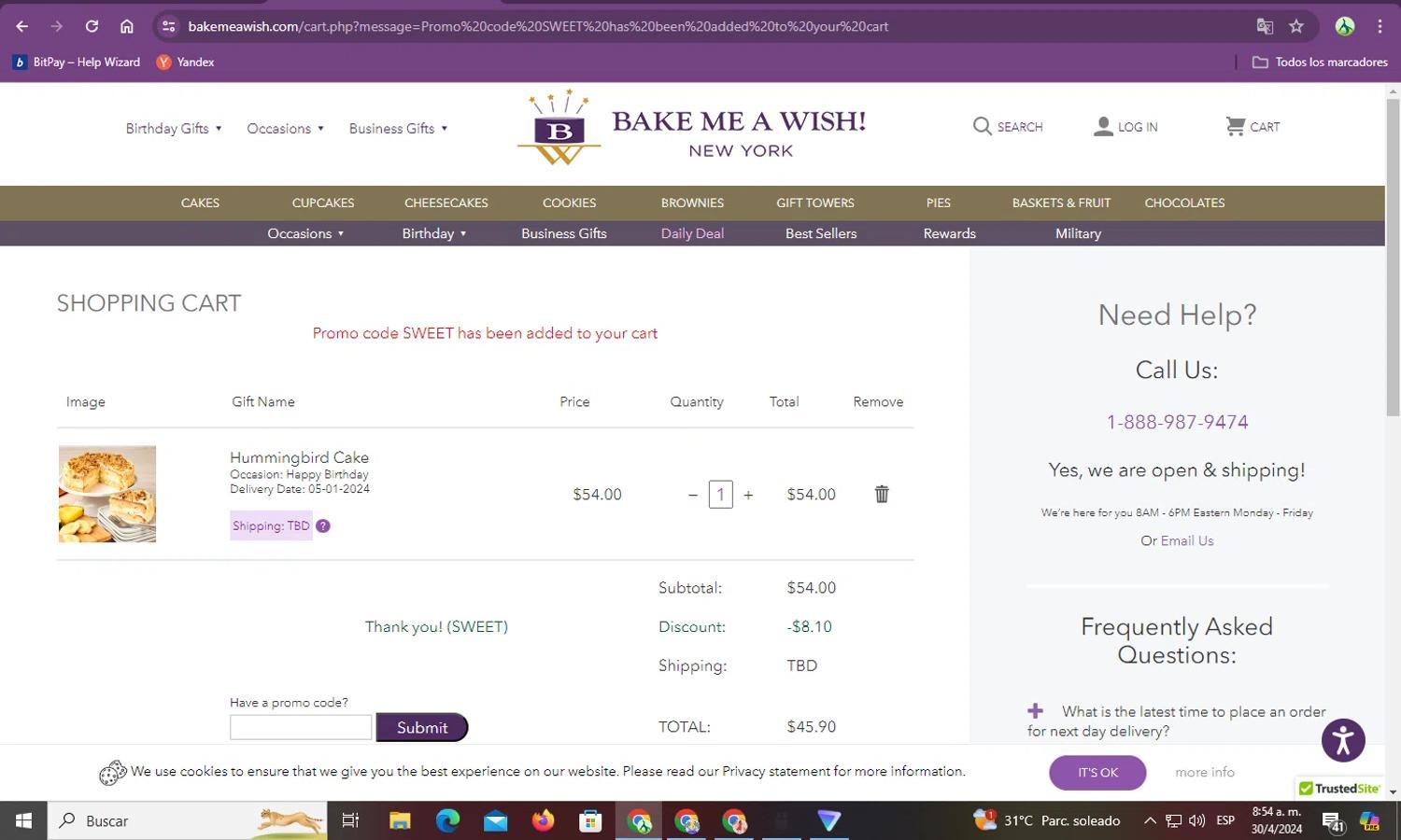 How to apply Bake Me A Wish coupon code